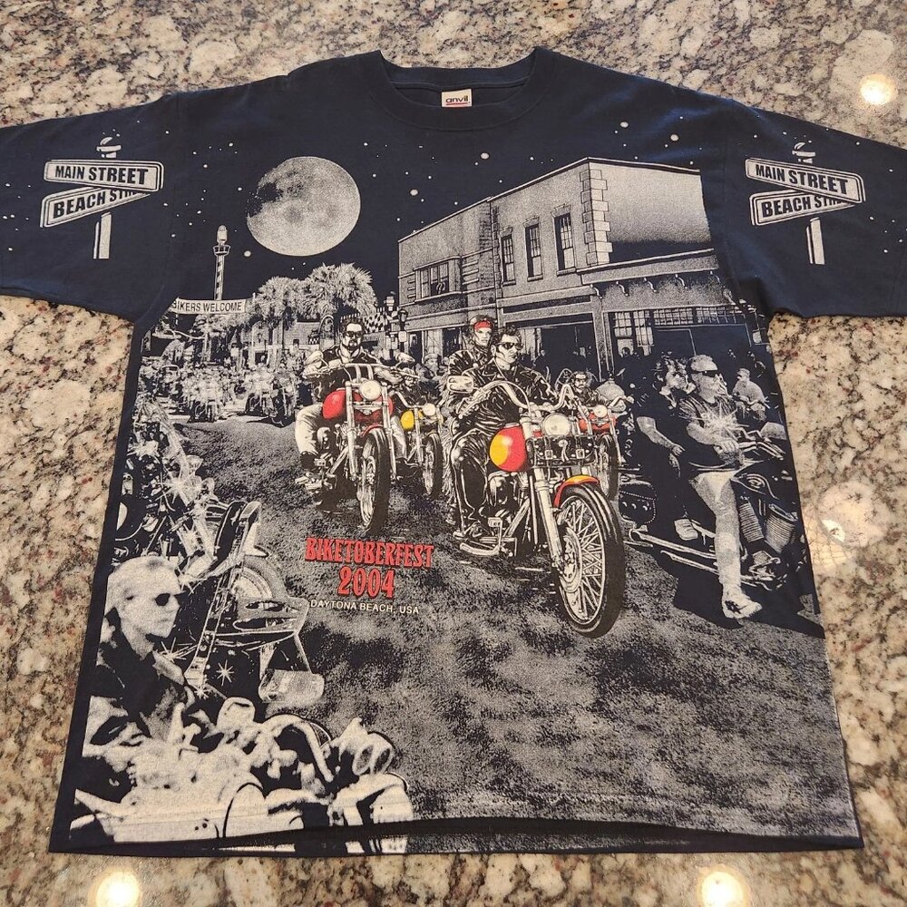Anvil Daytona Beach Biketoberfest 2004 Men’s Size XL T-Shirt Vintage AOP EUC